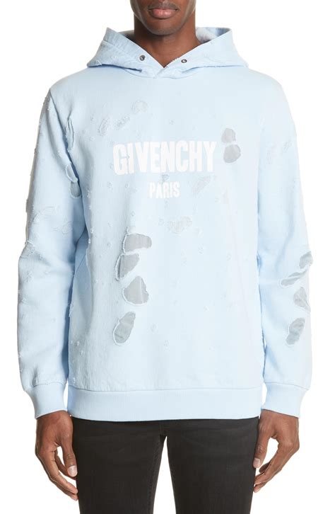 givenchy blue destroyed hoodie|Givenchy hoodie.